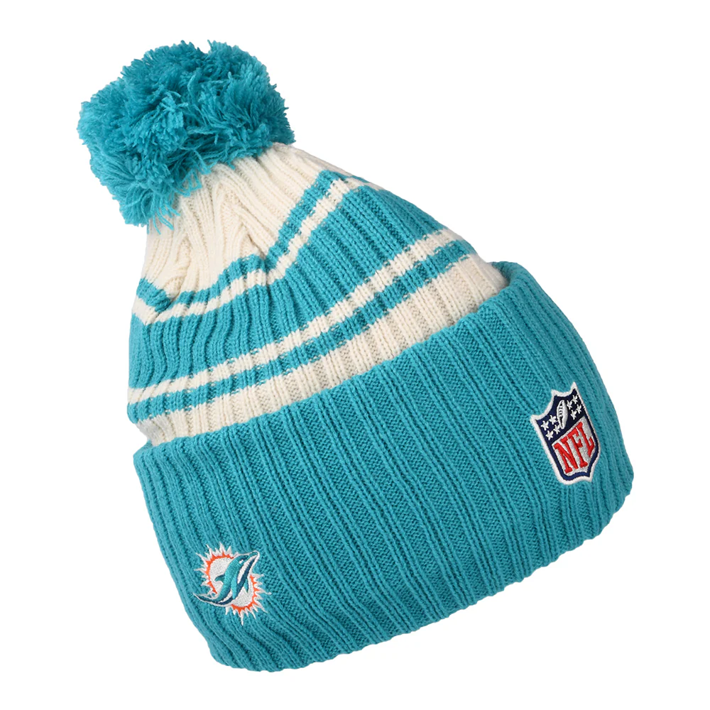 New Era Miami Dolphins Bommelmütze - NFL Sideline Sport Knit - Petrol-Weiß - Image 2