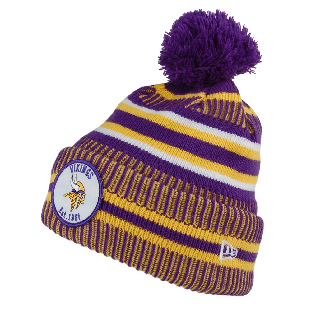 New Era Minnesota Vikings Bommelmütze - NFL On Field Knit - Lila-Gelb
