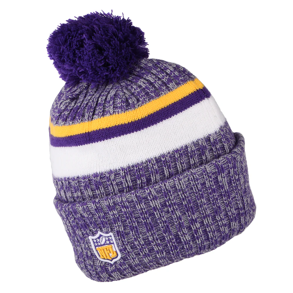 New Era Minnesota Vikings Bommelmütze NFL Sideline Sport Knit - Lila-Gelb - Image 2