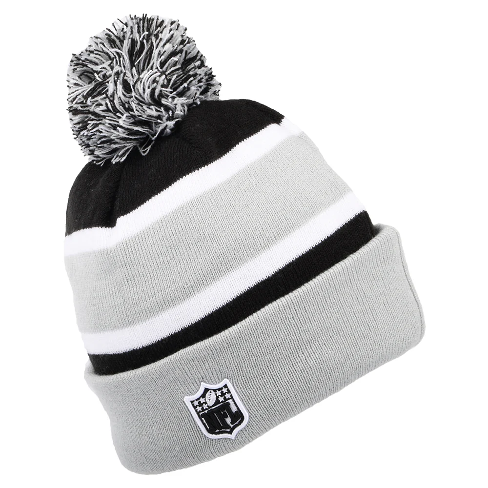New Era mit Umschlag Las Vegas Raiders Bommelmütze NFL Striped - Grau-Schwarz - Image 2