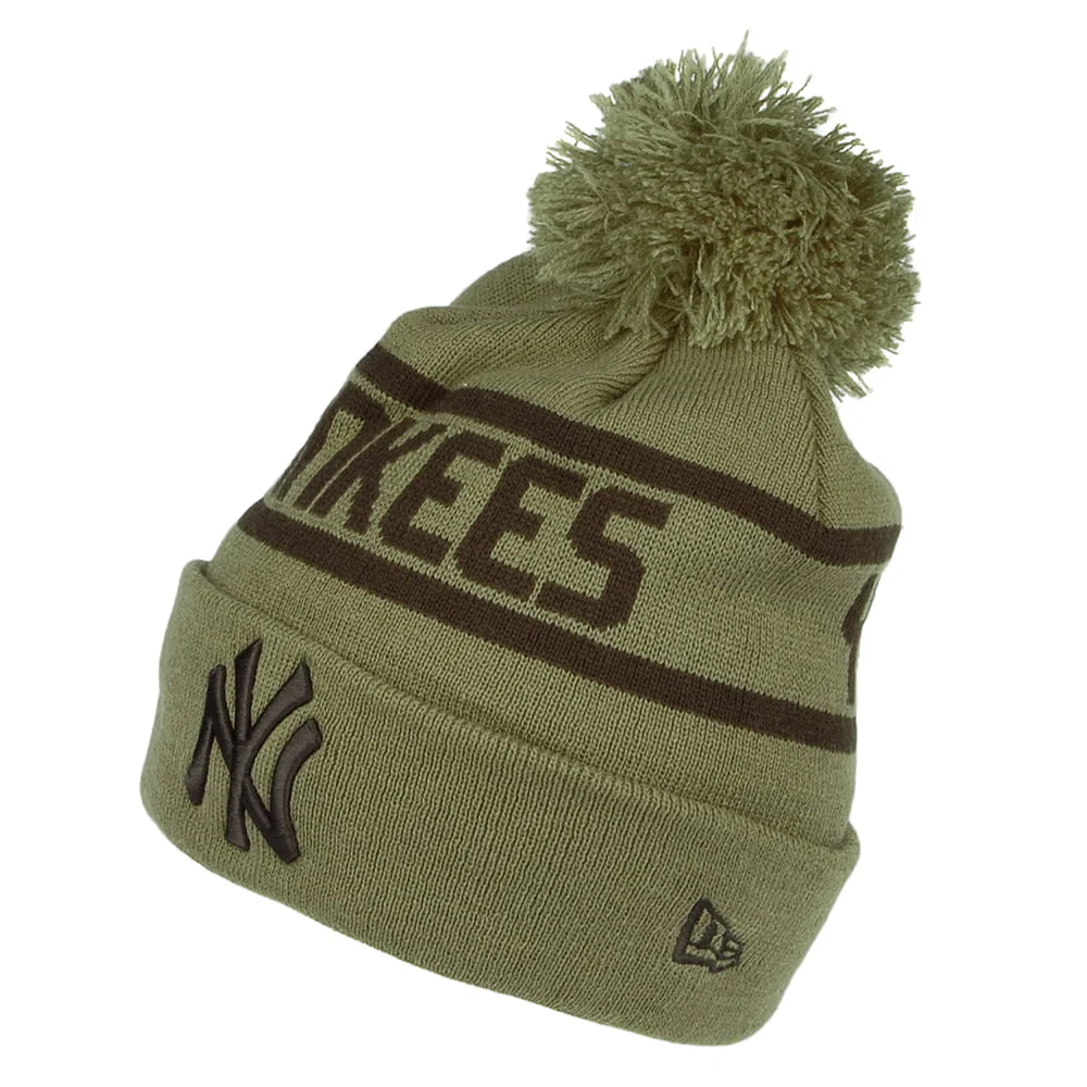 New Era mit Umschlag New York Yankees Bommelmütze MLB Team Jake - Olivgrün-Schwarz