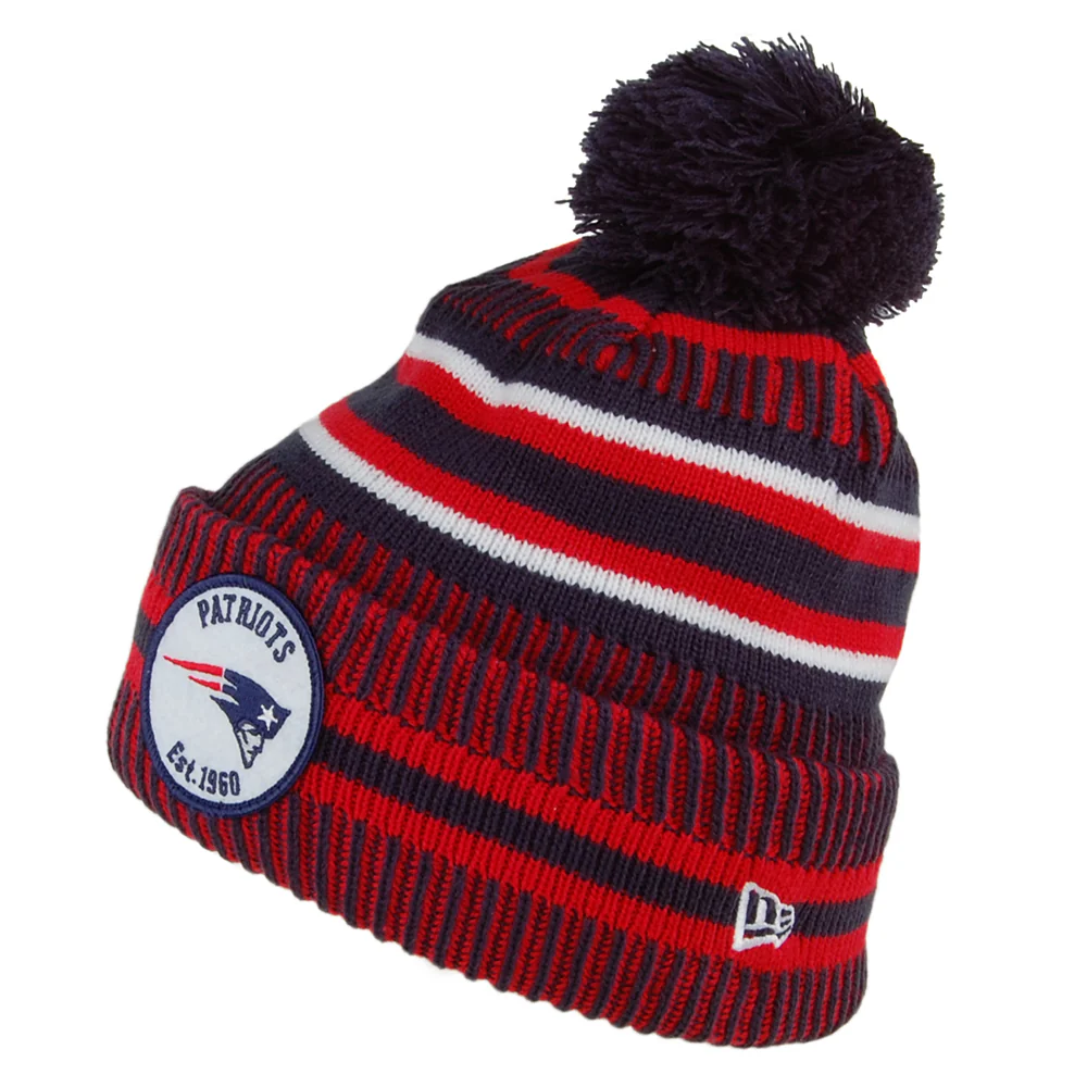 New Era New England Patriots Bommelmütze - NFL On Field Knit - Marineblau-Rot
