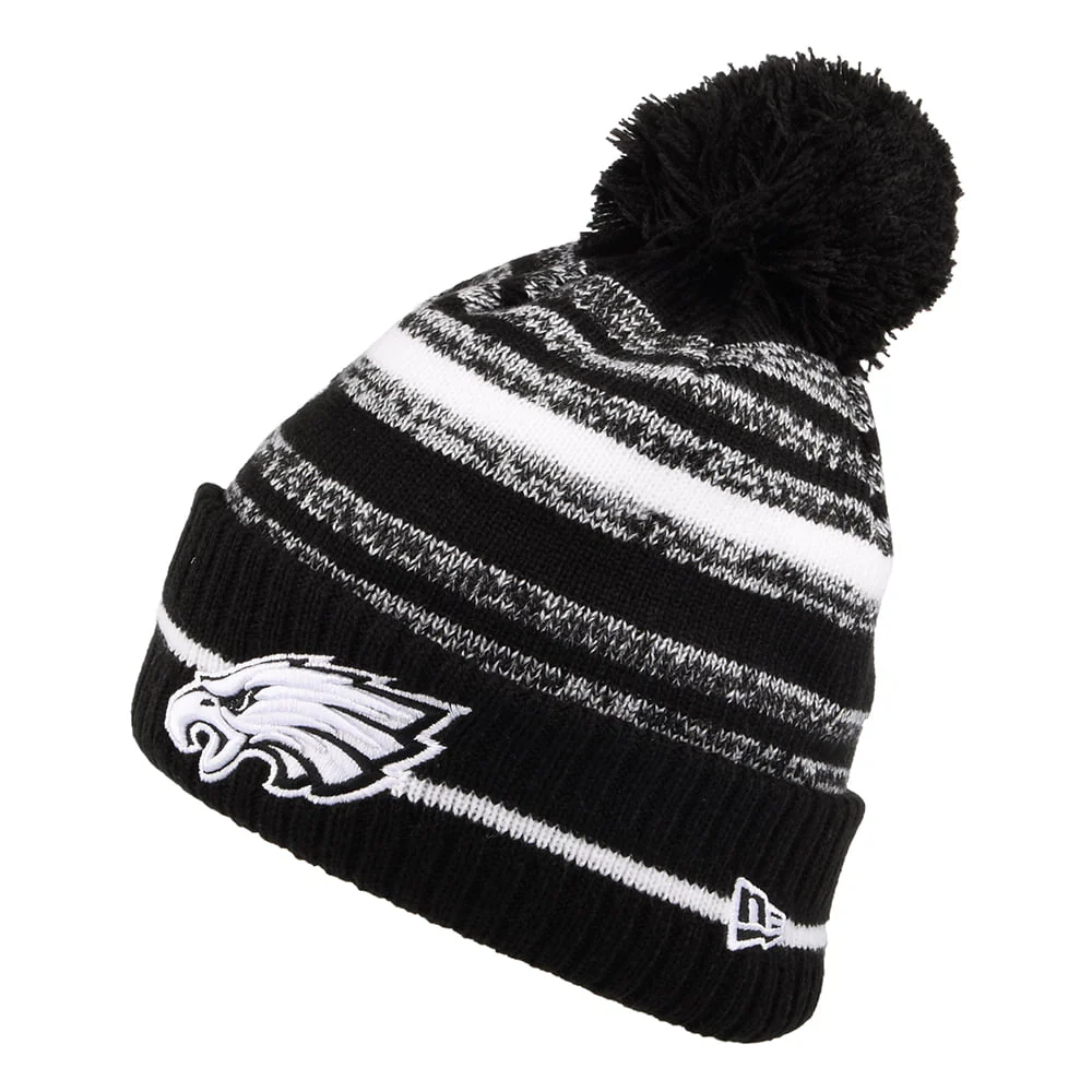 New Era Philadelphia Eagles Bommelmütze - NFL Sport Knit - Schwarz-Weiß