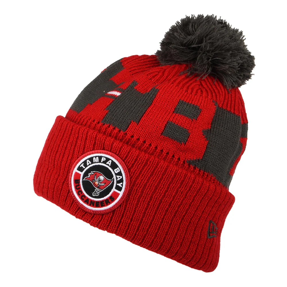 New Era Tampa Bay Buccaneers Bommelmütze NFL On Field Sport Knit - Rot-Grau