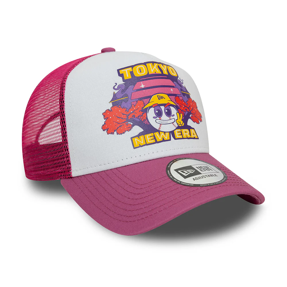 New Era Tokyo A-Frame Trucker Cap - Graphic Print - Weiß-Pink - Image 3
