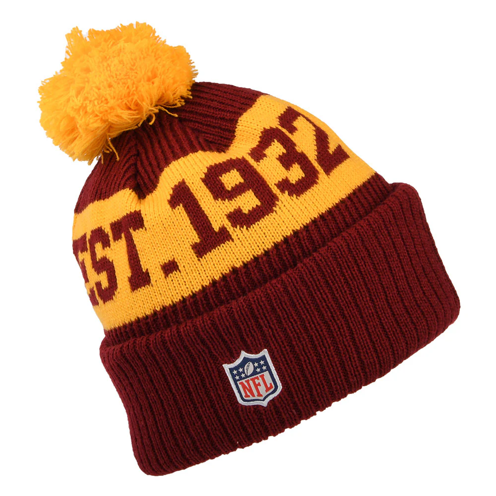 New Era Washington Football Team Bommelmütze NFL On Field Sport Knit - Burgunderrot-Gelb - Image 2