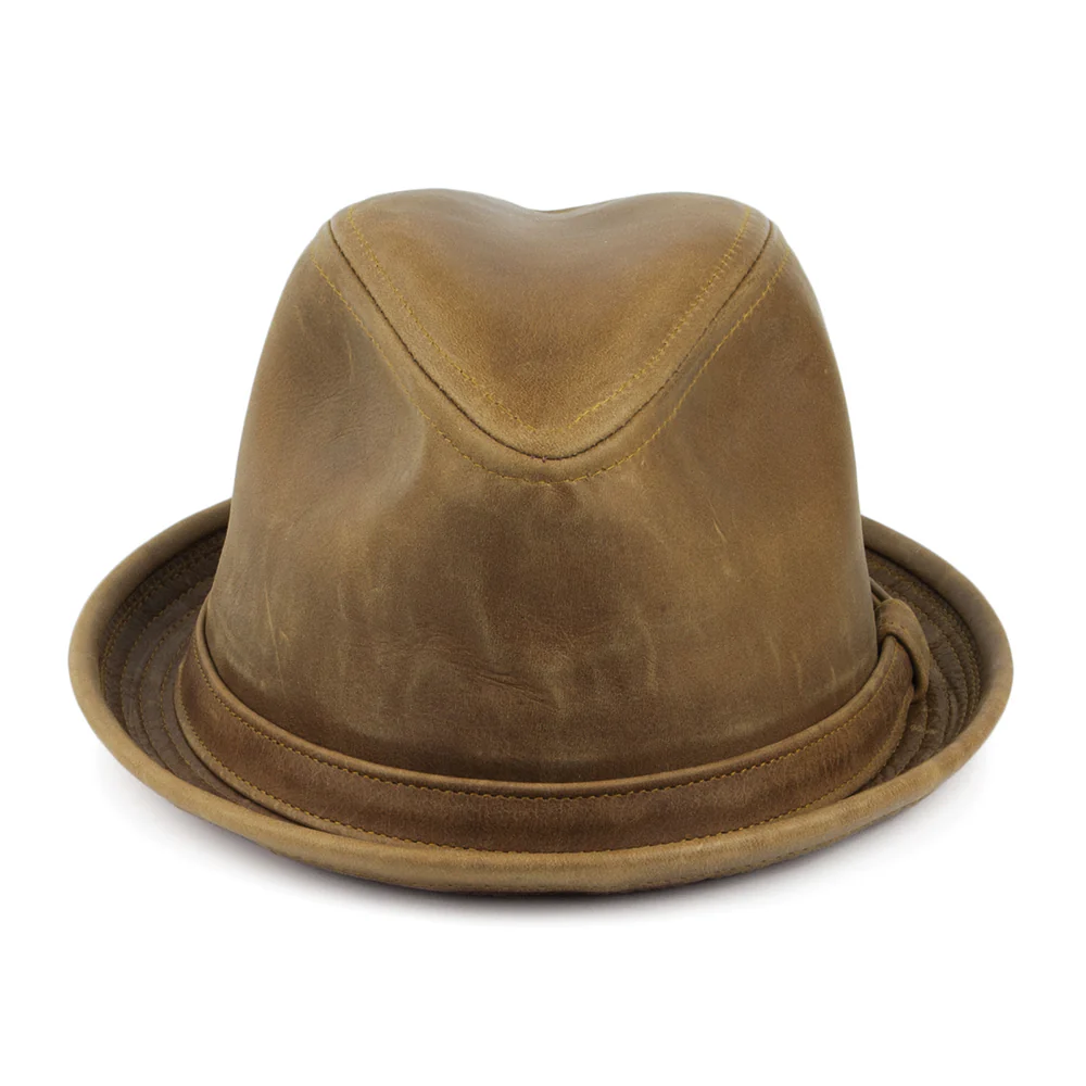 New York Co. Vintage Trilby Hut aus Leder - Braun - Image 2