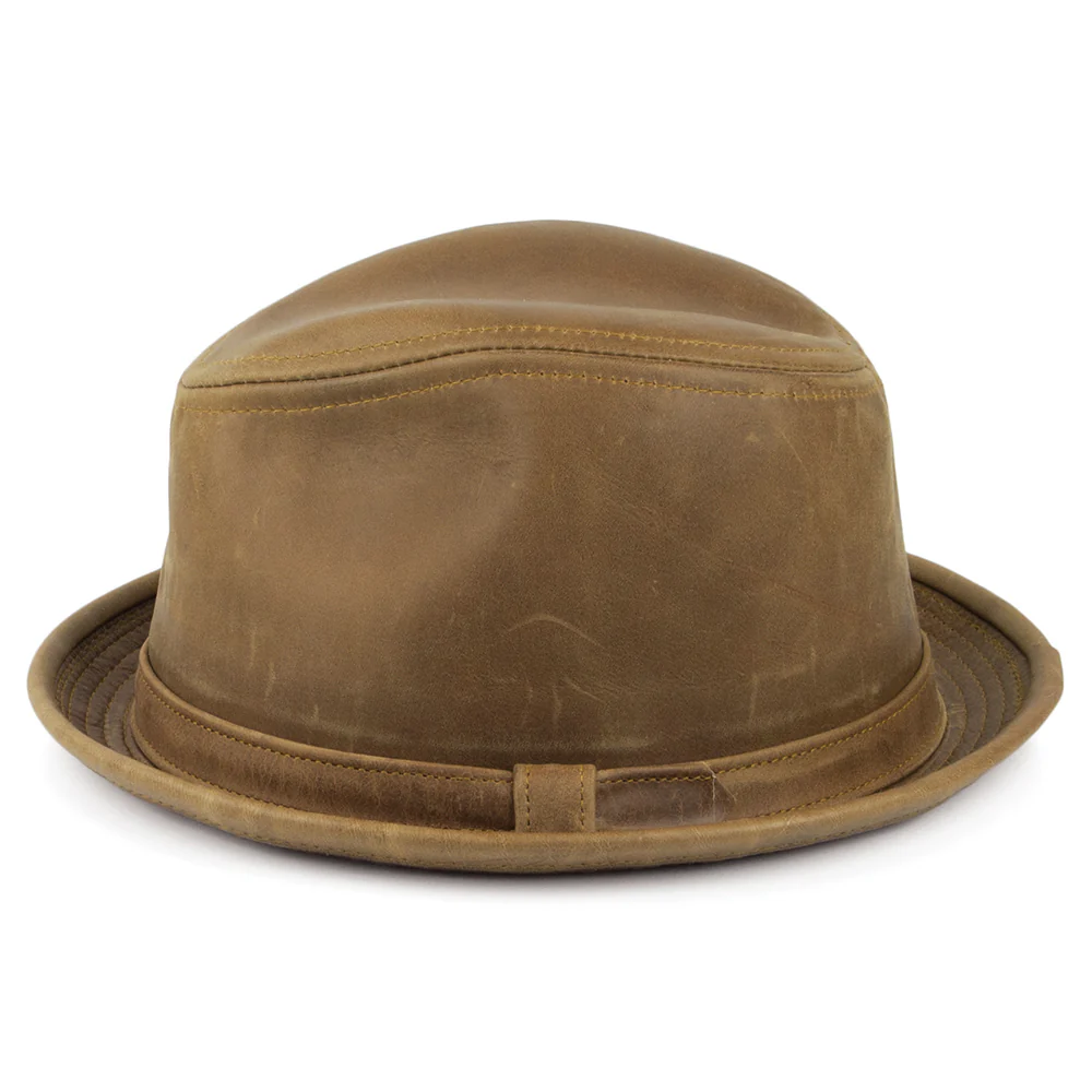 New York Co. Vintage Trilby Hut aus Leder - Braun - Image 3