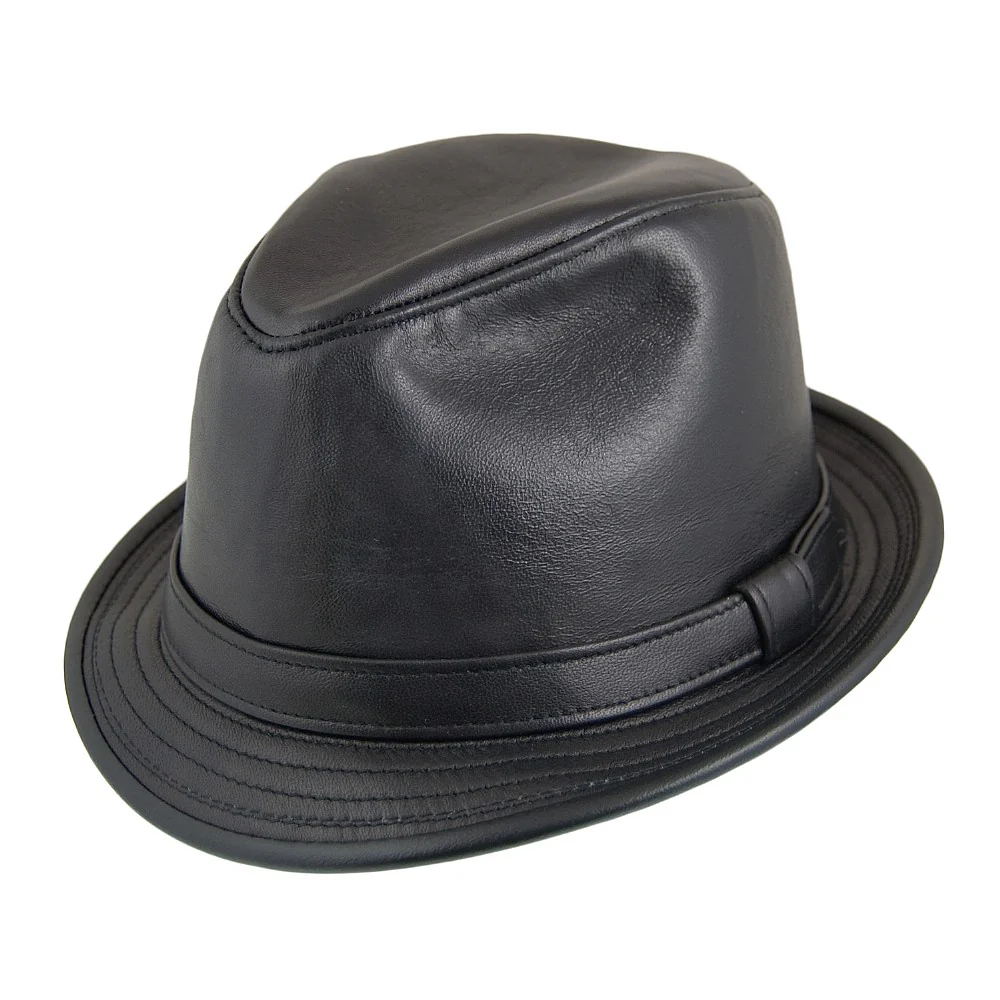 New York Hat Co. Trilby Hut aus Leder - Schwarz - Image 2