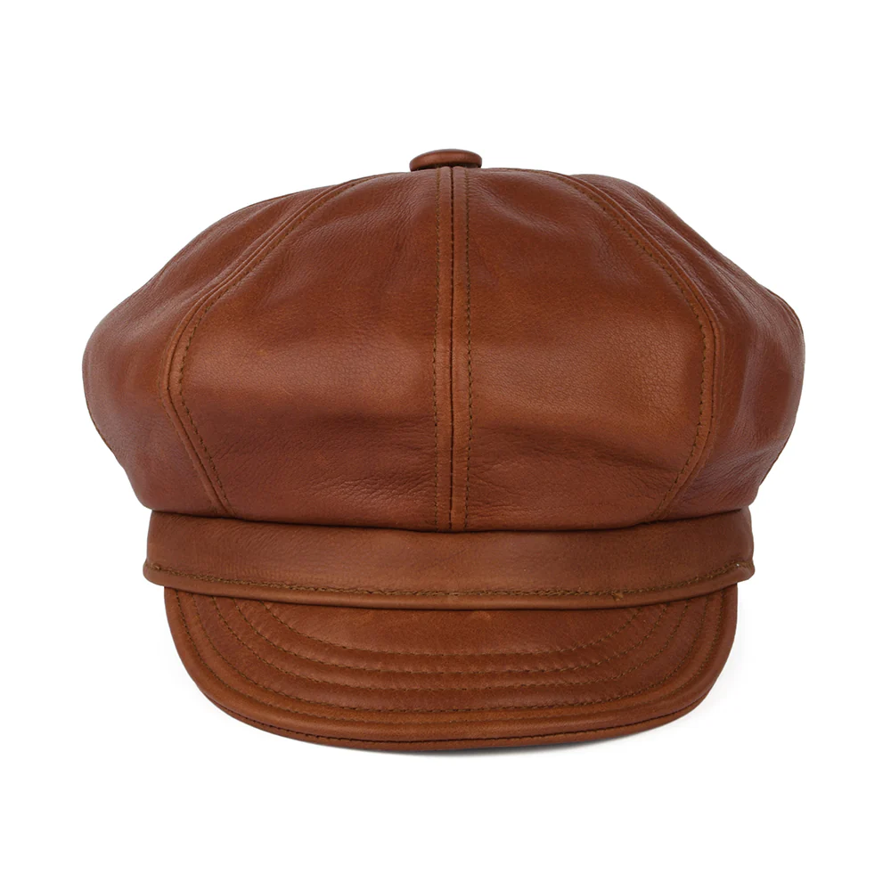 New York Hat Company Vintage Spitfire Ballonmütze aus Leder - Braun - Image 2