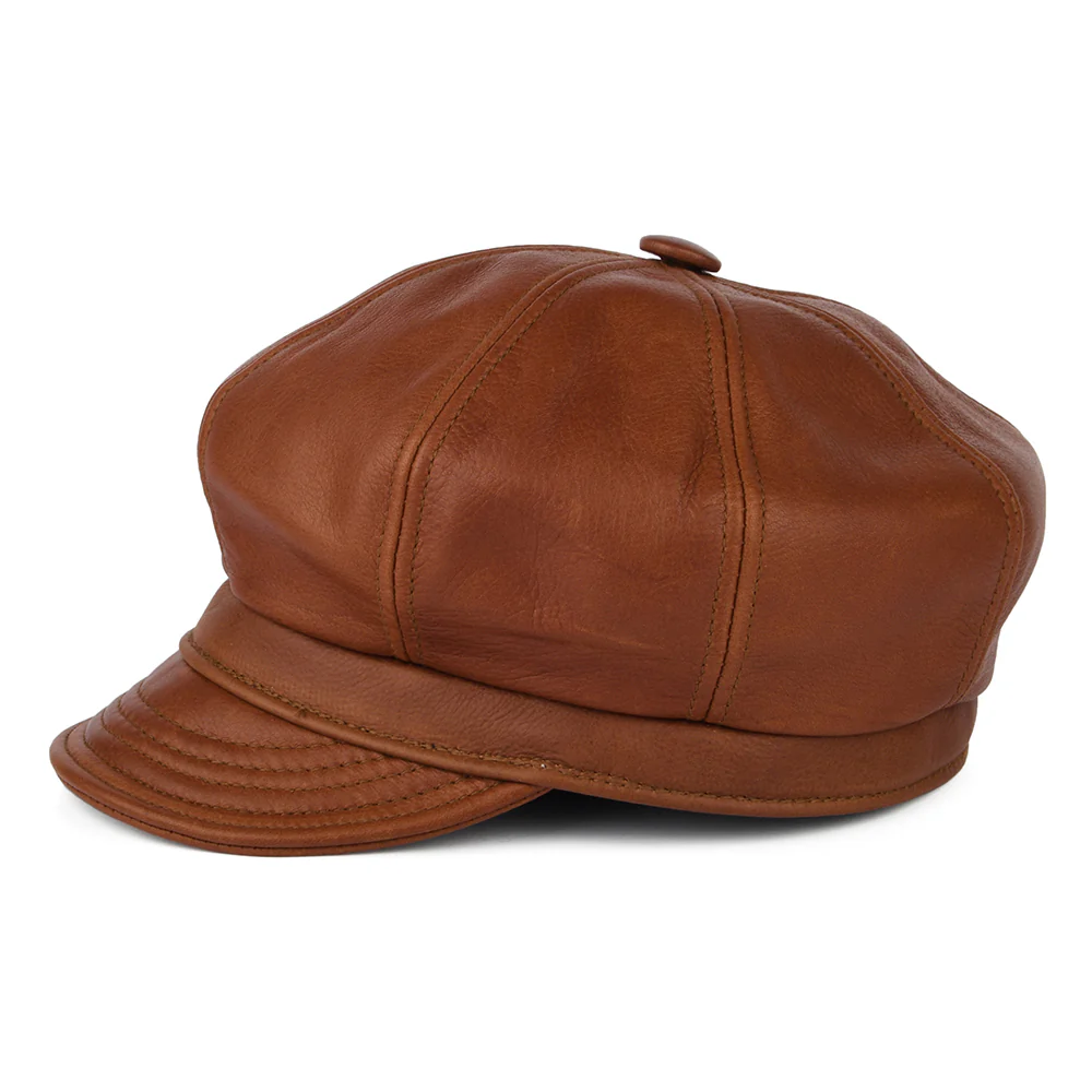 New York Hat Company Vintage Spitfire Ballonmütze aus Leder - Braun - Image 3