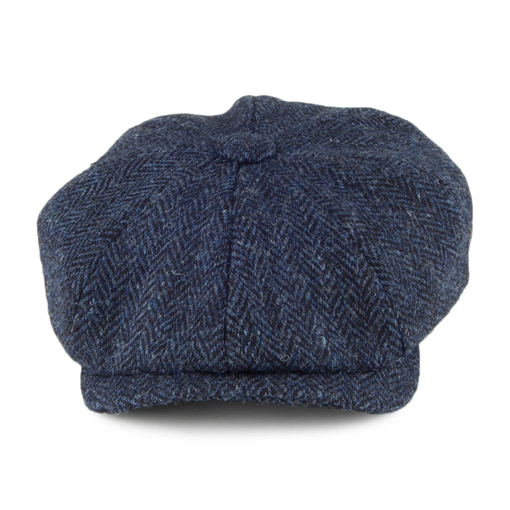 Olney 8-teilige HARRIS TWEED Ballonmütze mit Fischgrätmuster - Marineblau - Image 2