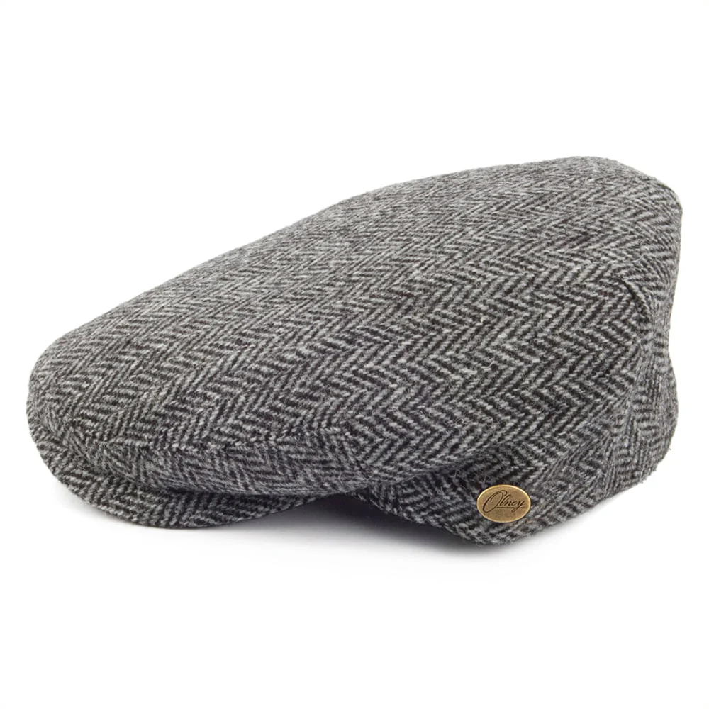 Olney HARRIS TWEED Schiebermütze mit Fischgrätmuster - Grau - Image 2