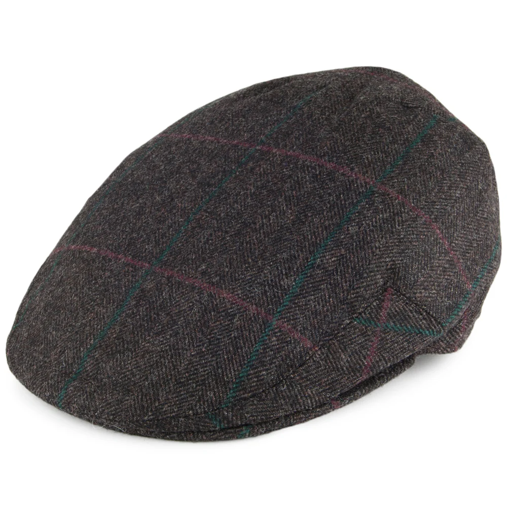 Olney Kinloch Fischgätmuster Tweed Schiebermütze - Braun