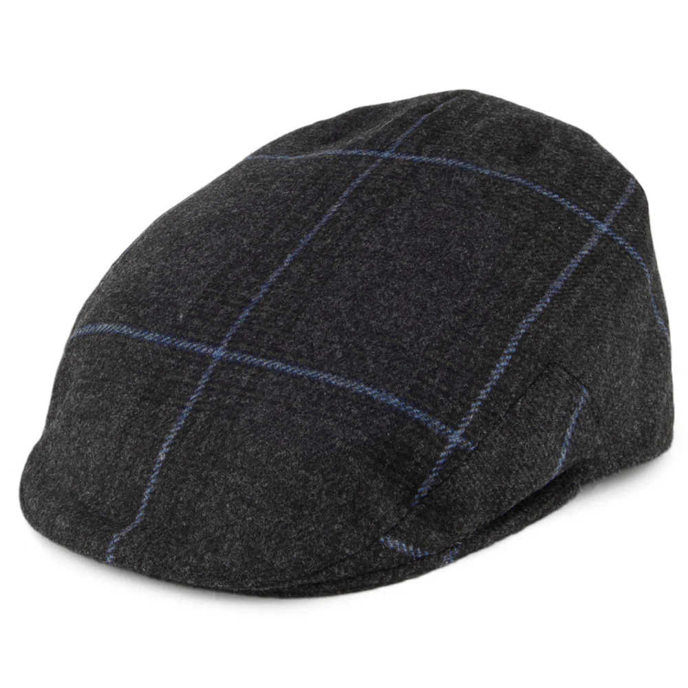 Olney Kinloch Saxony Tweed Schiebermütze - Anthrazit-Blau