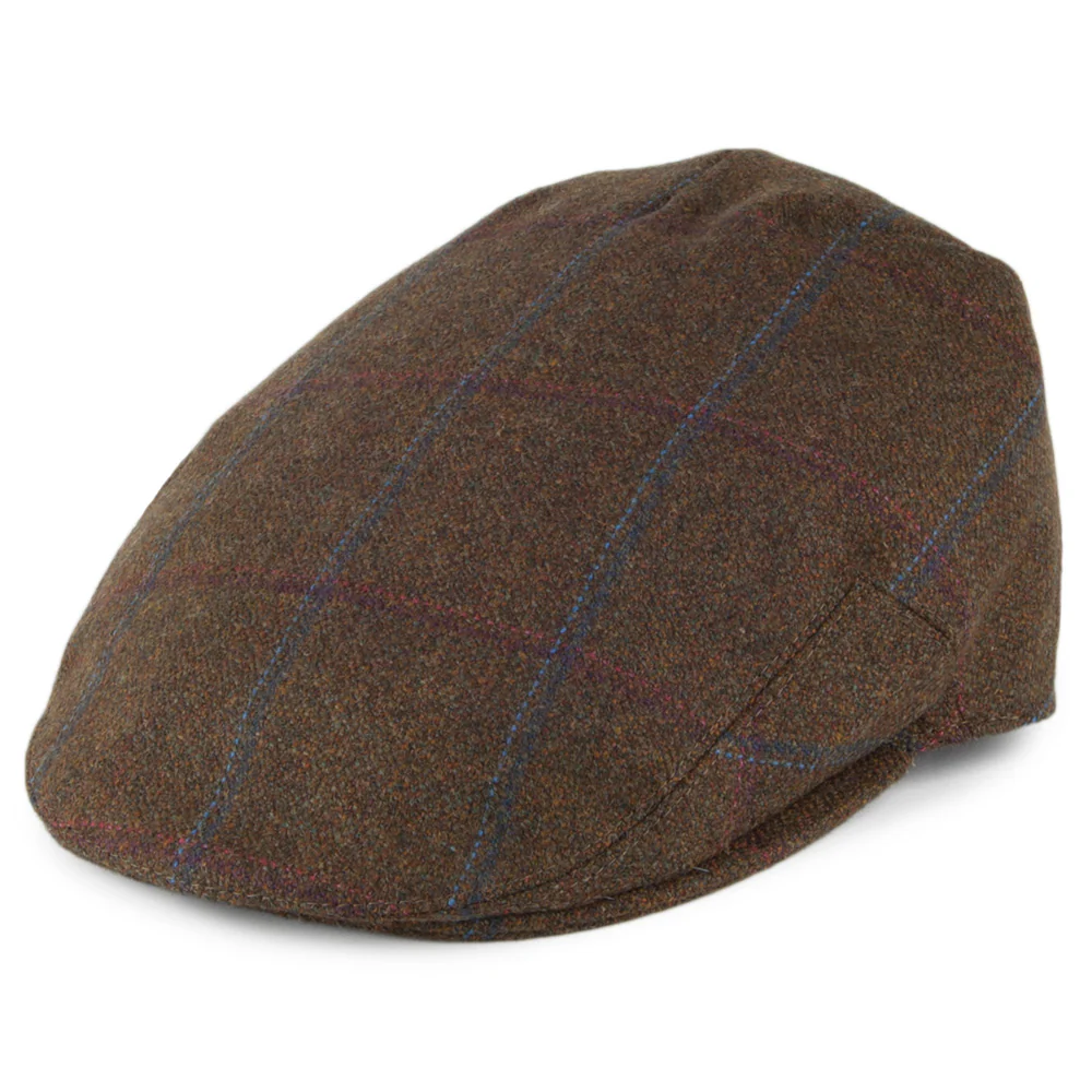 Olney Kinloch Saxony Tweed Schiebermütze - Olivgrün