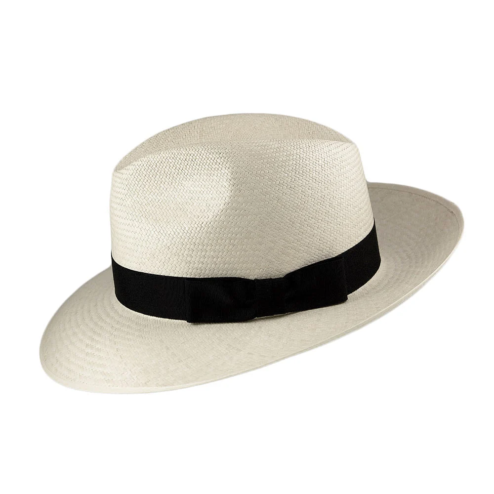 Olney Klappkrempe Panama Fedora Hut Mit schwarzem Hutband - Perlweiß - Image 2
