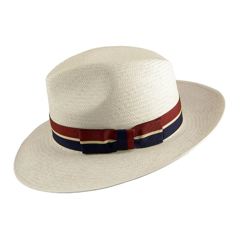 Olney Panama Fedora mit Klappkrempe mit gestreiftem Hutband - Image 2