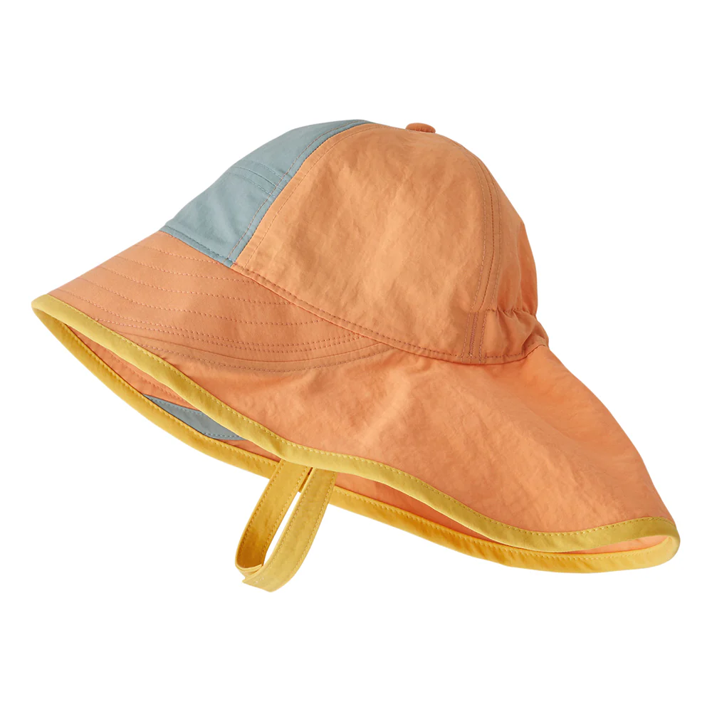 Patagonia Baby Block-the-Sun Sonnenhut - Pfirsich-Blaugrau-Gelb