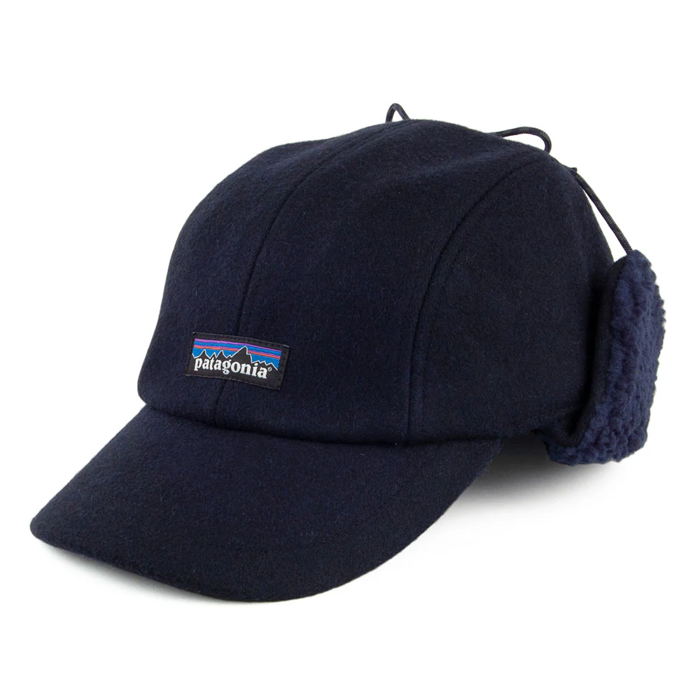 Patagonia Baseball Cap mit Ohrenklappen aus recycelter Wolle - Marineblau