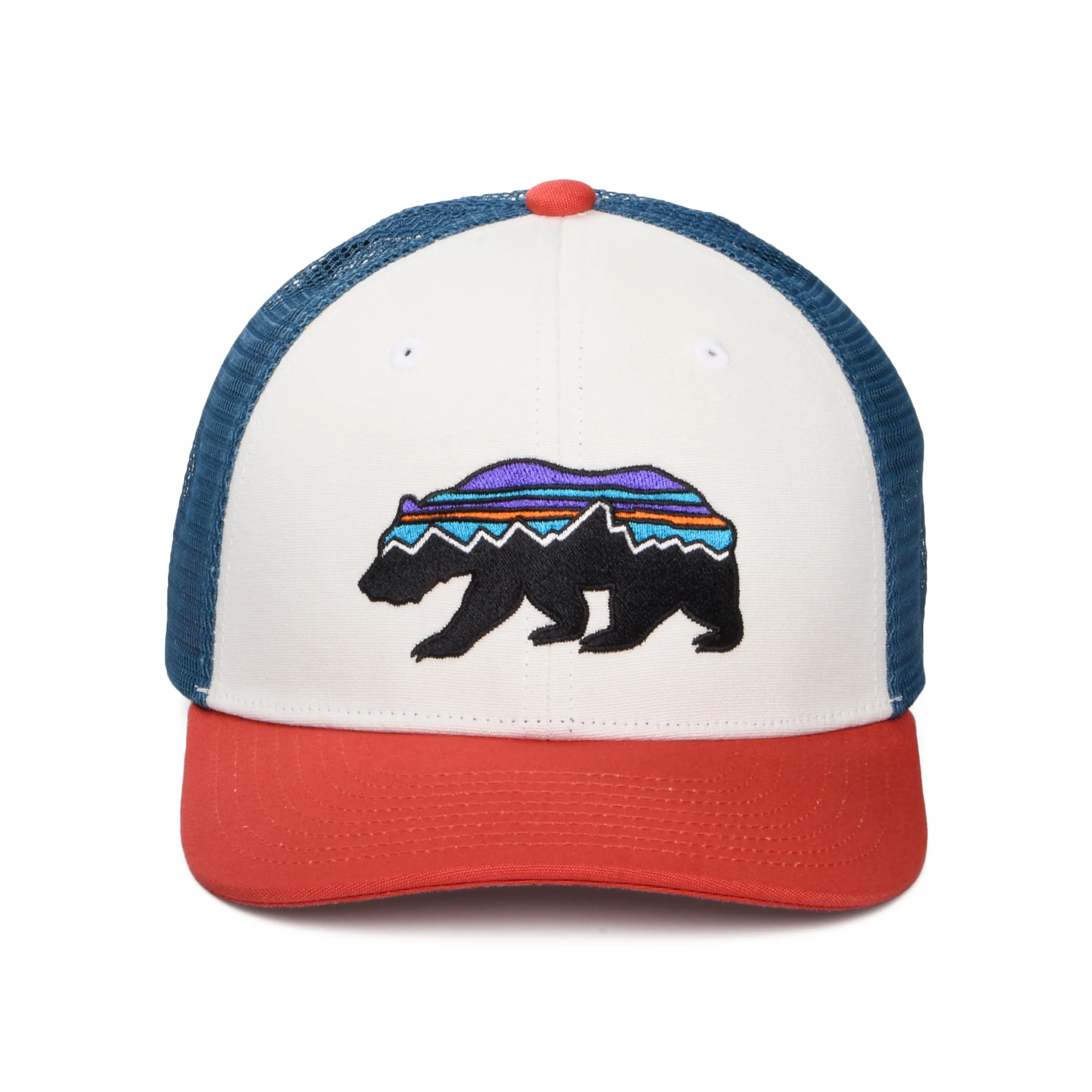 Patagonia Kinder Fitz Roy Bear Trucker Cap aus organischer Baumwolle - Weiß-Rot-Blau - Image 2