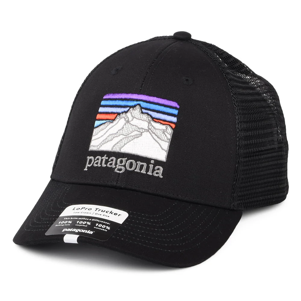 Patagonia Line Logo Ridge LoPro Trucker Cap aus Organic Cotton Canvas - Schwarz