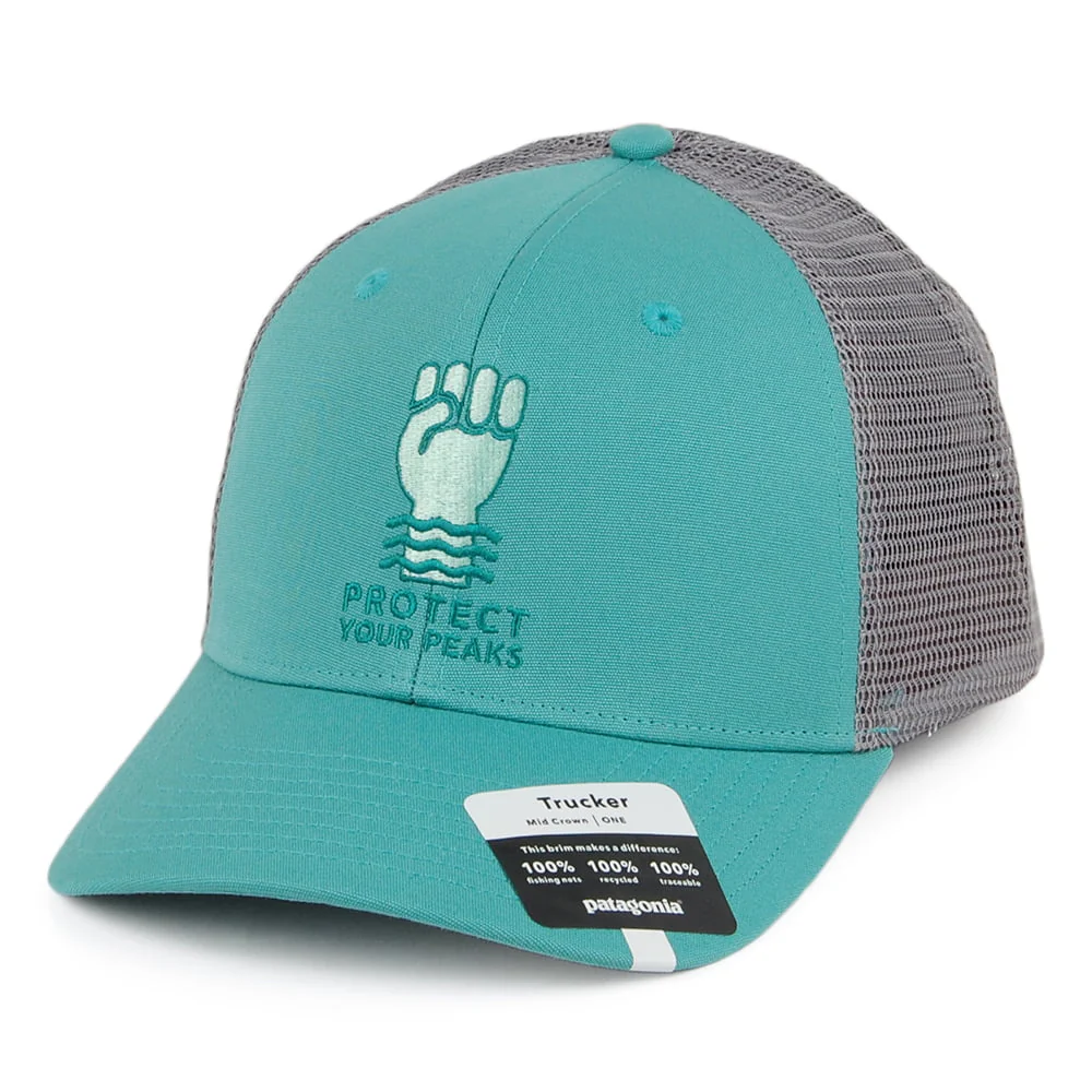 Patagonia Protect Your Peaks Trucker Cap aus organischer Baumwolle - Meergrün