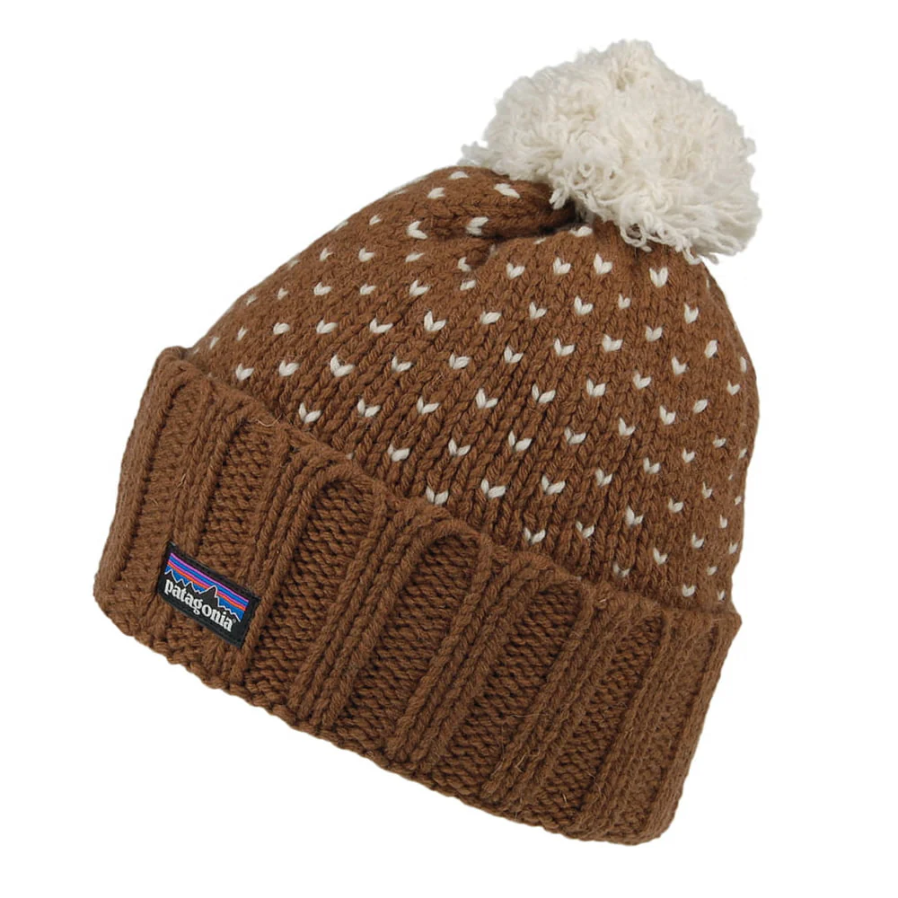 Patagonia Snowbelle Bommelmütze aus recycelter Wolle - Braun
