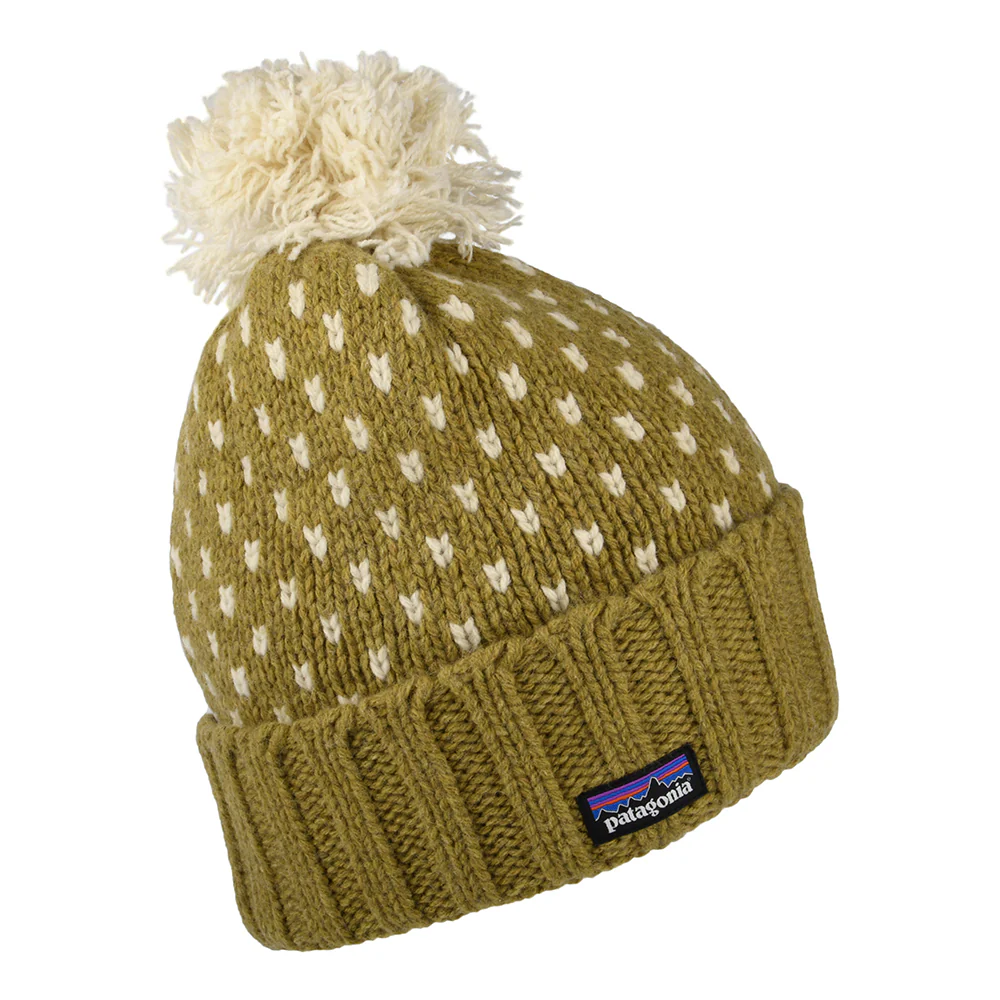 Patagonia Snowbelle Bommelmütze aus recycelter Wolle - Hellolivgrün-Cremeweiß - Image 2