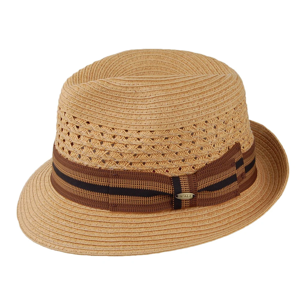 Scala Baytown Vented Fedora Hut aus geflochtenem Papier - Tee - Image 2