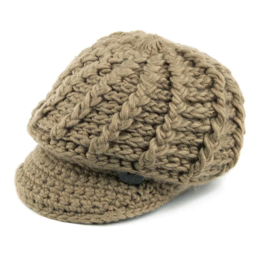 Scala Handgestrickte Beanie Mütze mit einer Spitze - Kamel