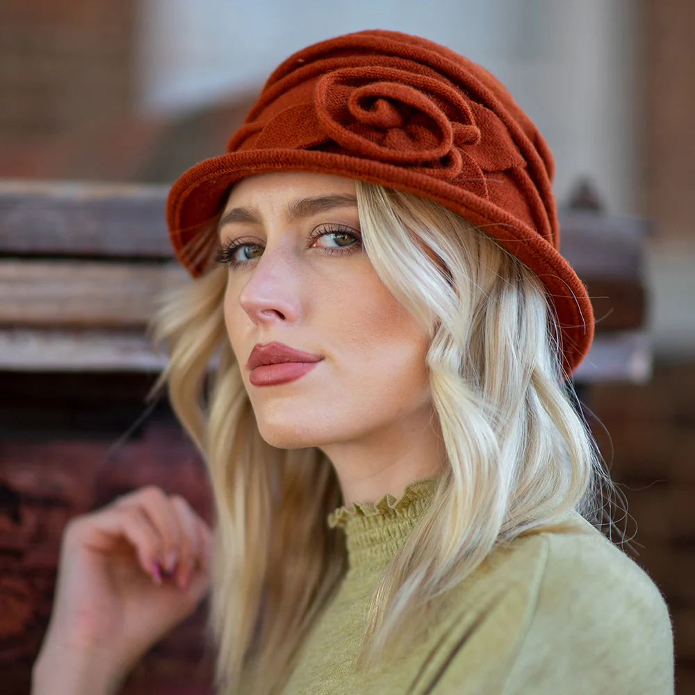 Scala Hats Glocken Hut aus Wolle mit Rosette-Rostrot - Image 3