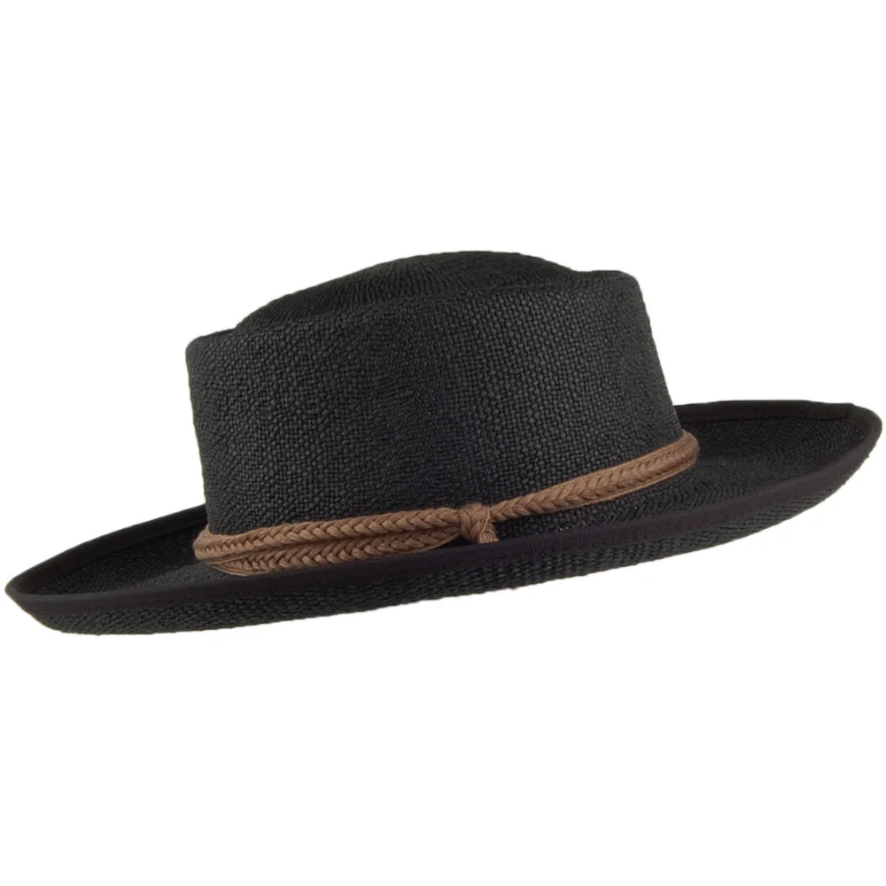 Scala Jesolo Gaucho Sonnenhut aus Toyo Stroh mit geflochtenem Kinnband aus Baumwolle - Schwarz - Image 2