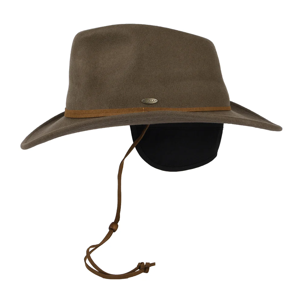 Scala Knautschbarer Wasserabweisende Outback Hut aus Wollfilz mit Ohrenklappen - Khaki - Image 2
