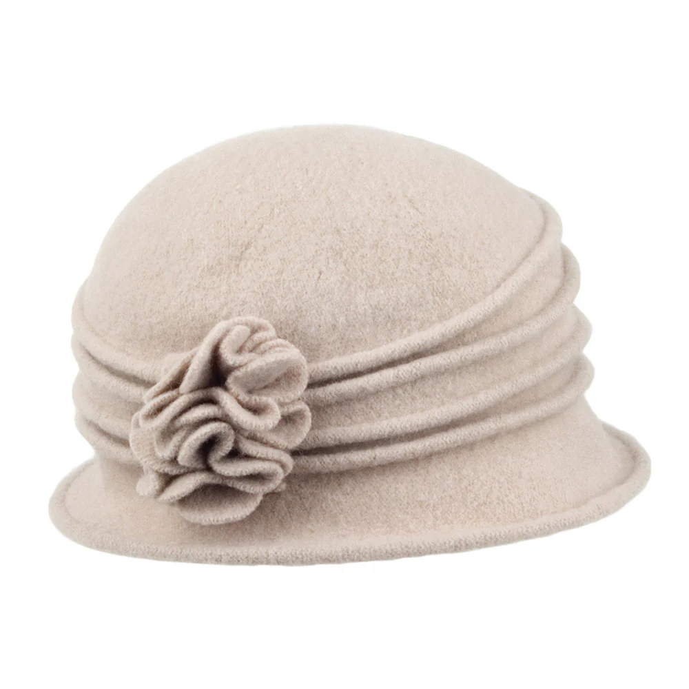 Scala Woll-Glockenhut mit Blume - Taupe