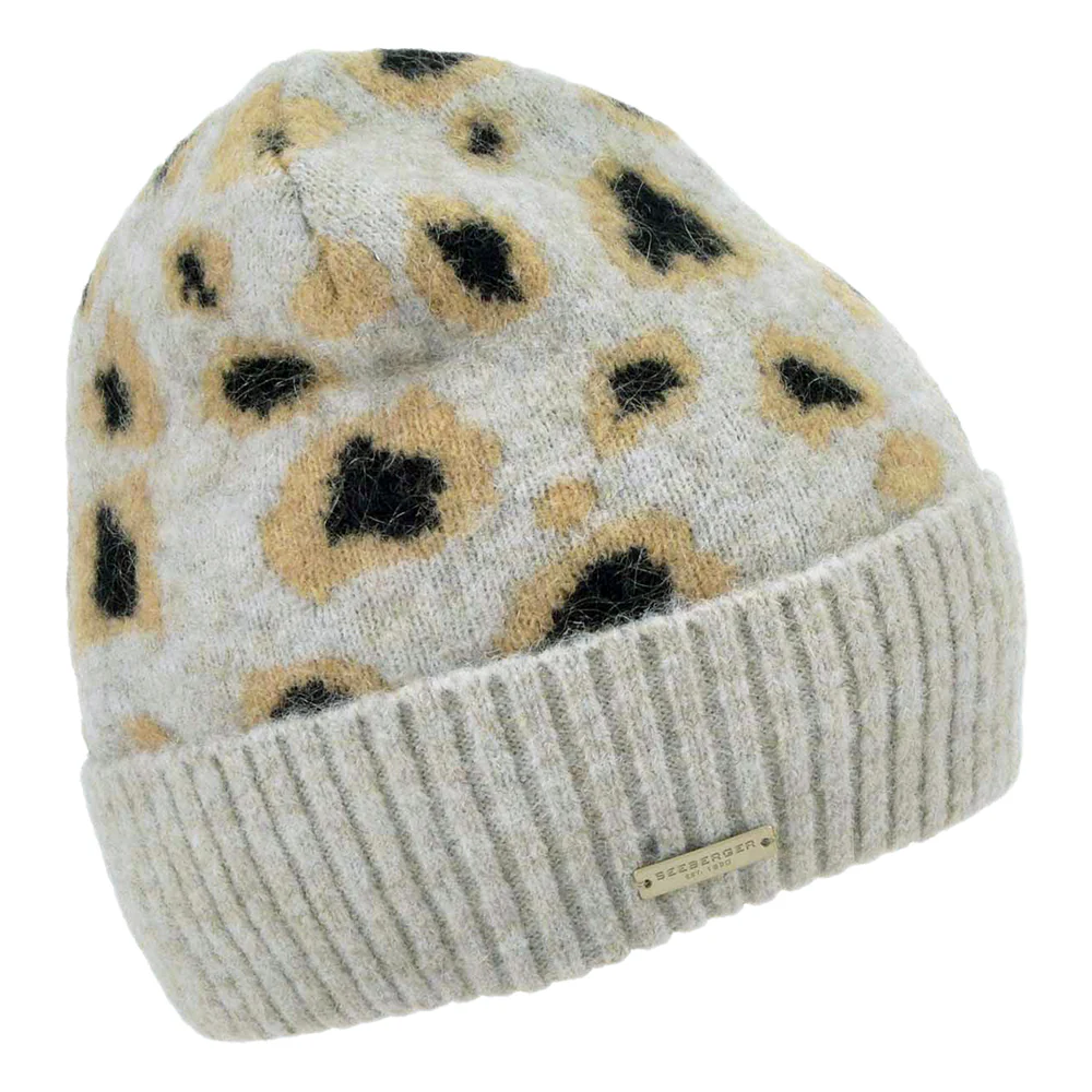 Seeberger Cuffed Beanie Mütze Leopard - Rauchgrau-Schwarz - Image 2