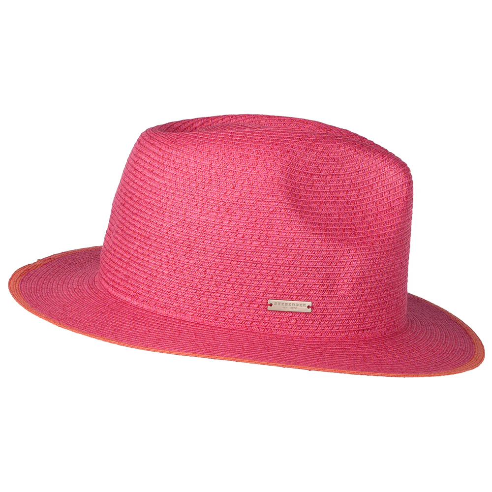 Seeberger Fedora Hut aus Toyo Stroh - Rosa-Orange - Image 3