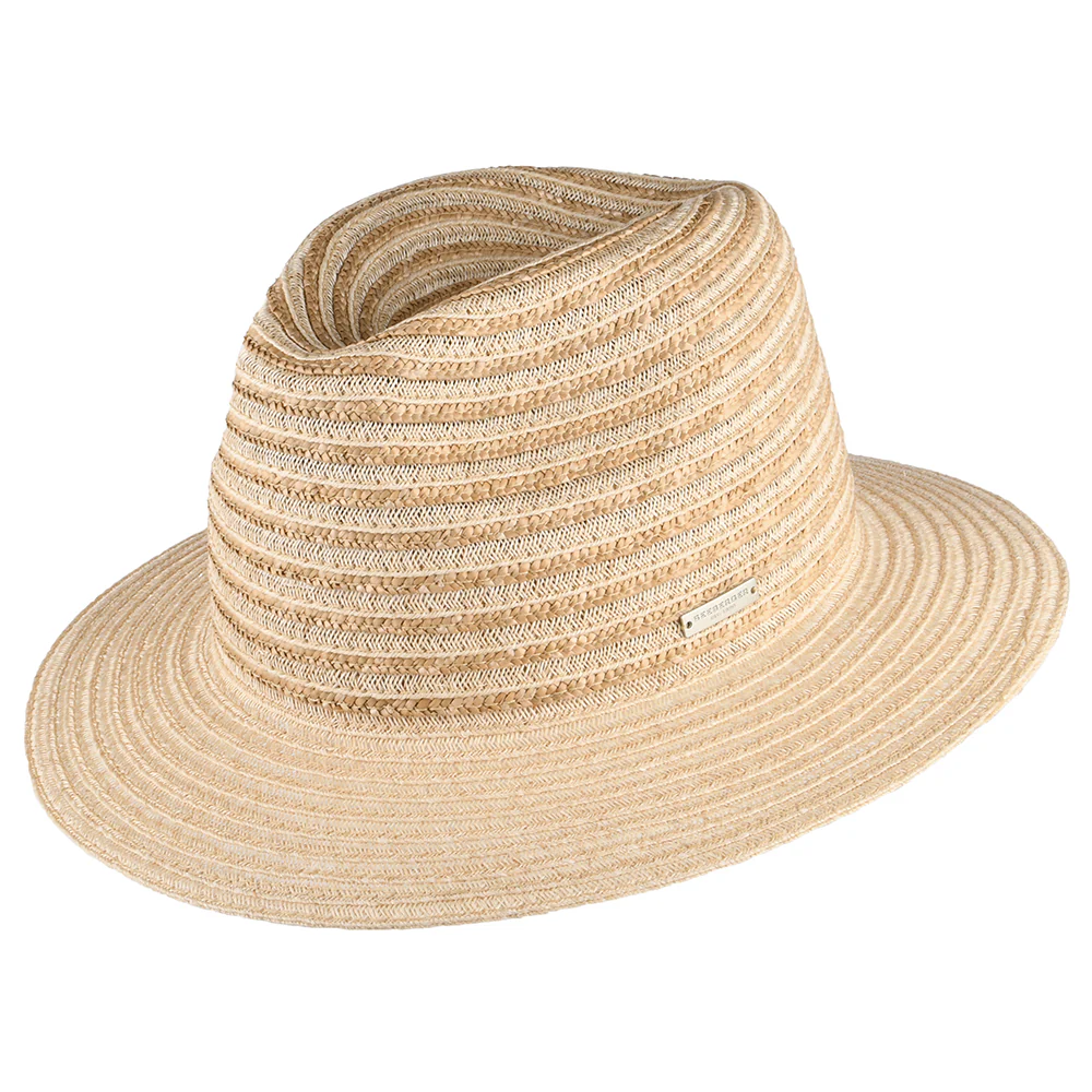 Seeberger Fedora Hut gestreift aus Stroh - Natur-Sand - Image 2