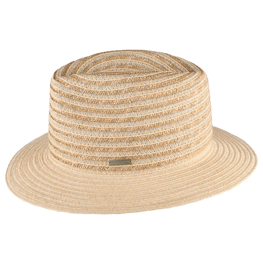 Seeberger Fedora Hut gestreift aus Stroh - Natur-Sand - Image 4