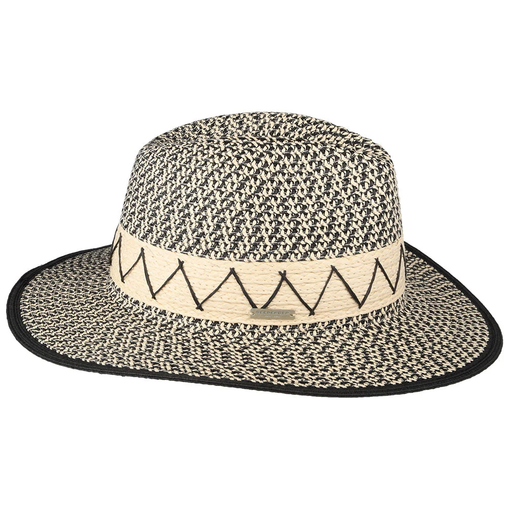 Seeberger Fedora Hut ZickZack aus Toyo Stroh - Natur-Schwarz - Image 2