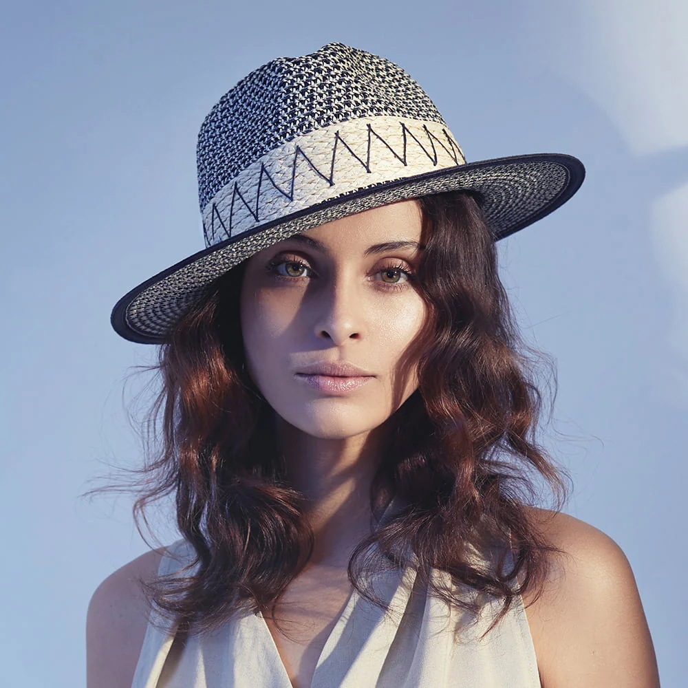Seeberger Fedora Hut ZickZack aus Toyo Stroh - Natur-Schwarz - Image 4