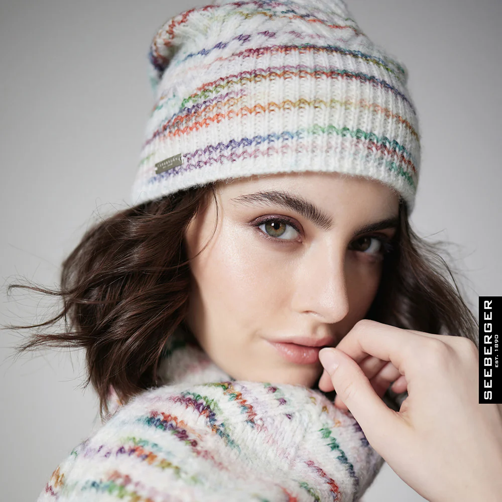 Seeberger Gestrickte Floppy Beanie Mütze - Cremeweiß-Multi - Image 3