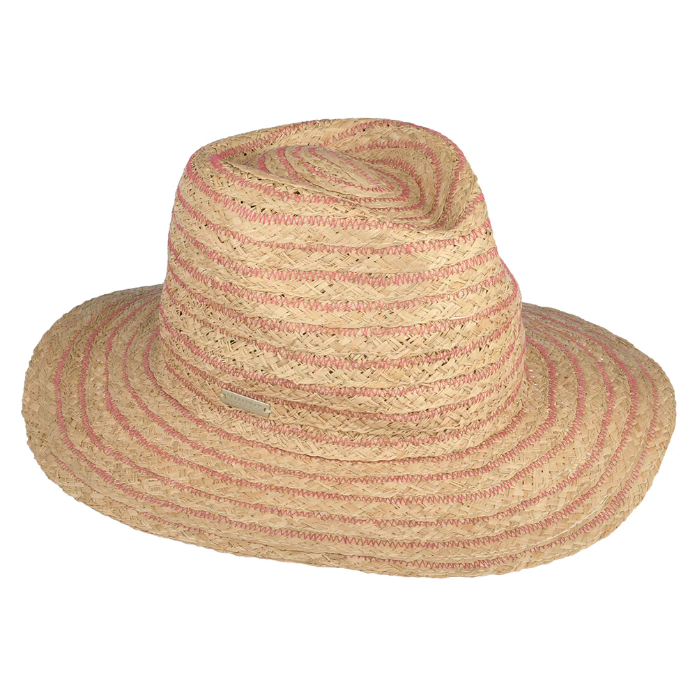 Seeberger Knautschbarer Fedora Hut aus Raffia Stroh - Natur-Pink - Image 2