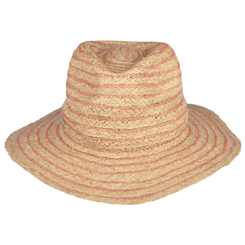 Seeberger Knautschbarer Fedora Hut aus Raffia Stroh - Natur-Pink - Image 3