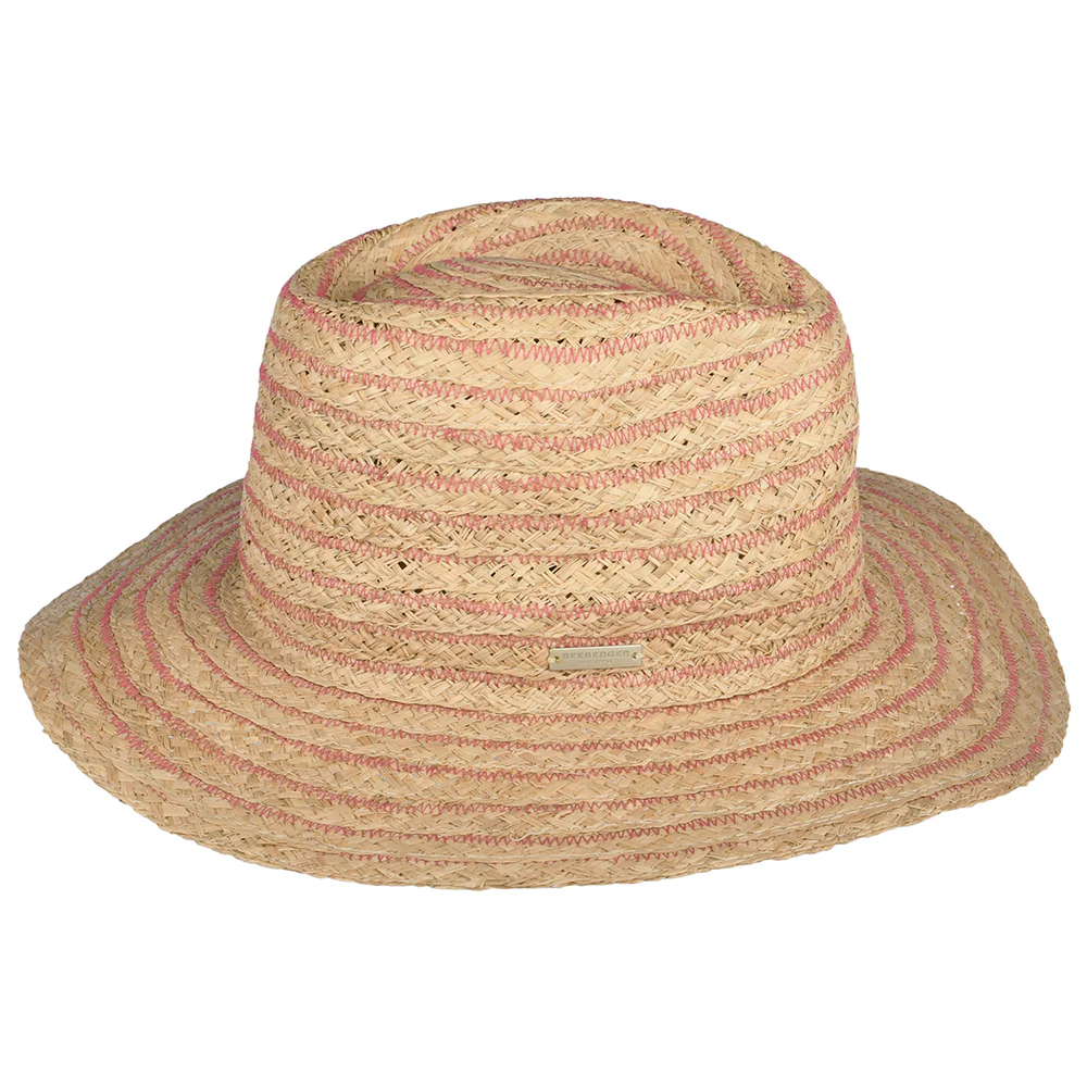 Seeberger Knautschbarer Fedora Hut aus Raffia Stroh - Natur-Pink - Image 5