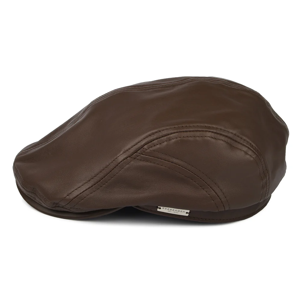 Seeberger Schiebermütze aus Leder - Braun - Image 3