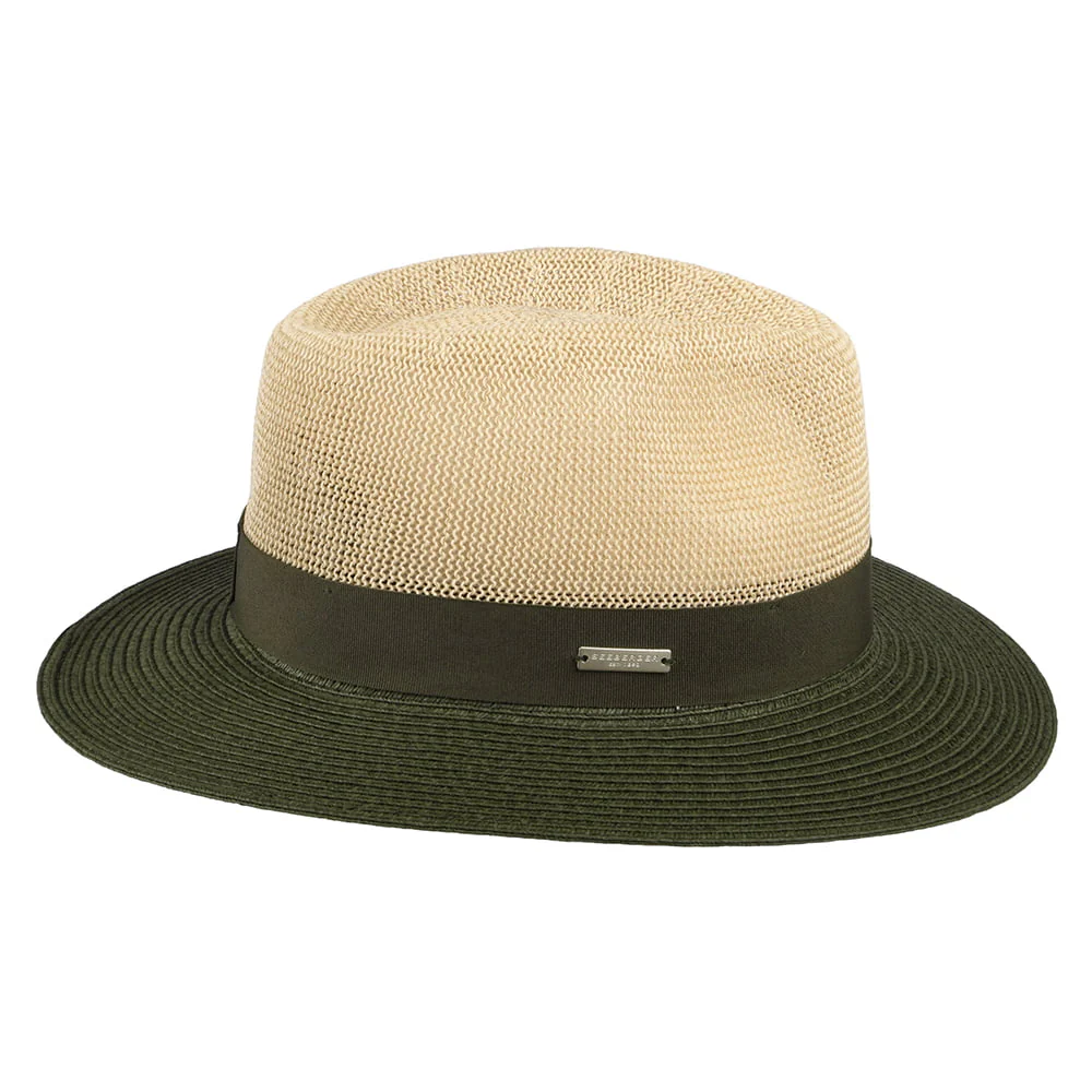 Seeberger Two Tone Fedora Hut aus Toyo Stroh - Natur-Olivgrün - Image 2