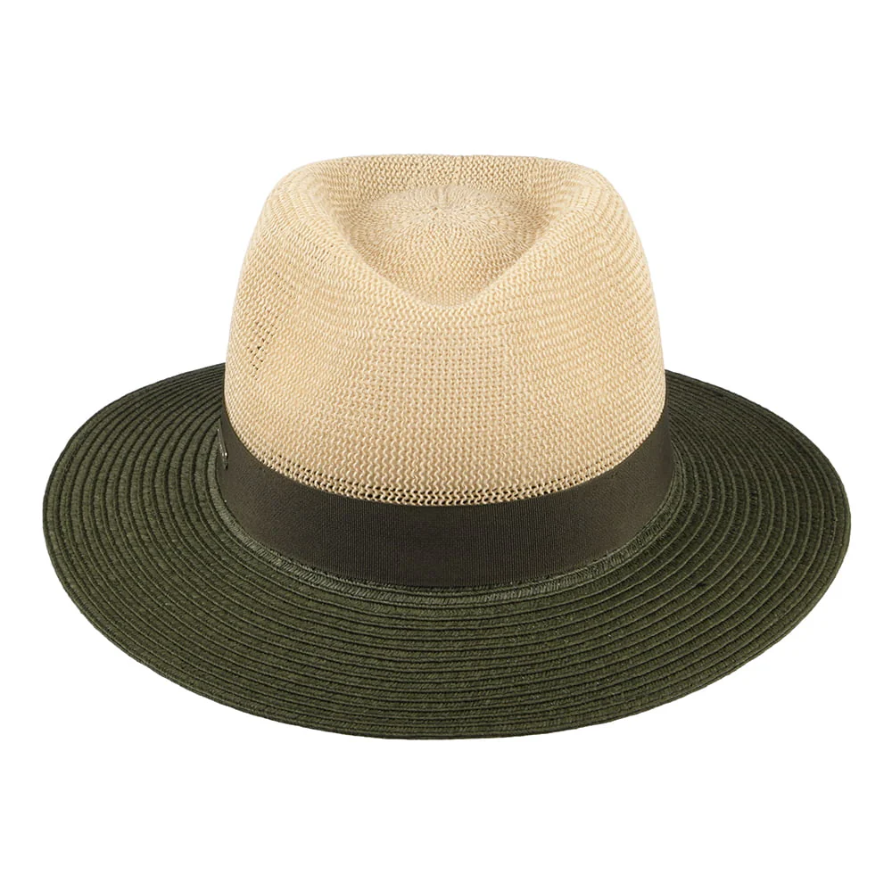 Seeberger Two Tone Fedora Hut aus Toyo Stroh - Natur-Olivgrün - Image 3
