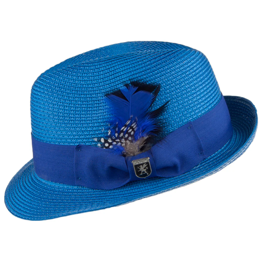 Stacy Adams Pinch Crown Trilby Hut aus Stroh - Königsblau - Image 2