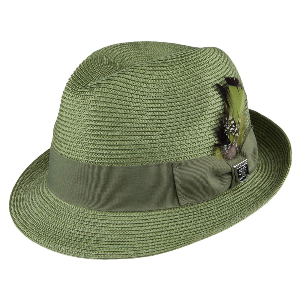 Stacy Adams Pinch Crown Trilby Hut aus Toyo Stroh - Salbeigrün